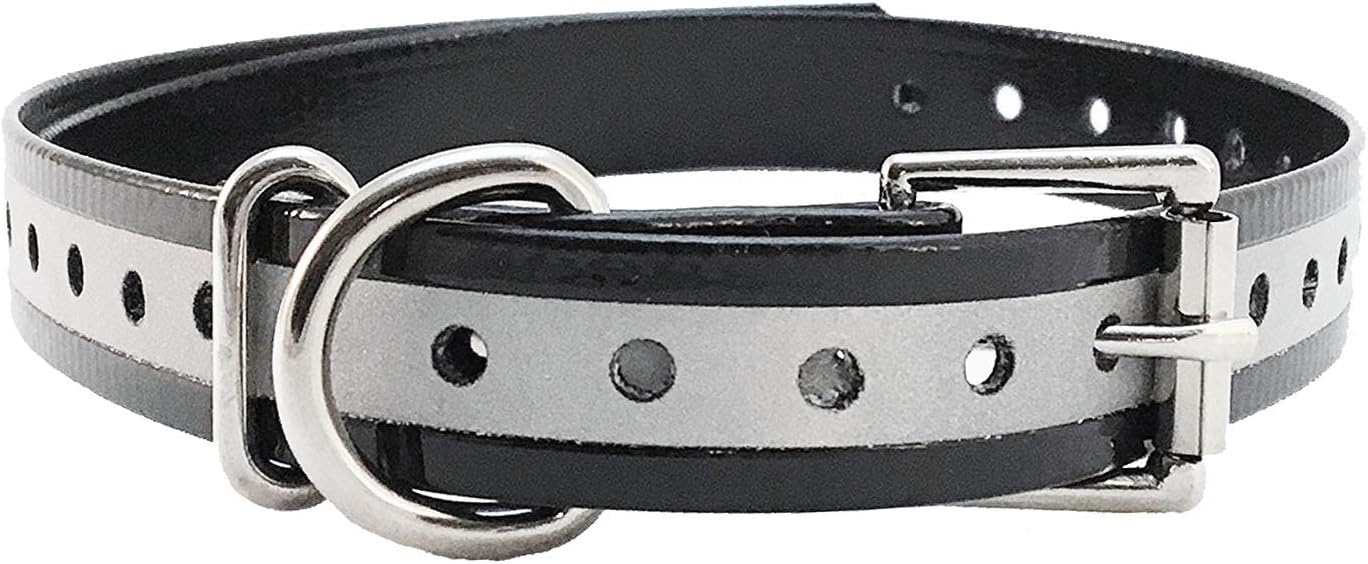Sparky Pet Co 1" Reflective High Flex E-collar, Bark Collar Square Buckle Replacement Strap with Strip - 8 Colors