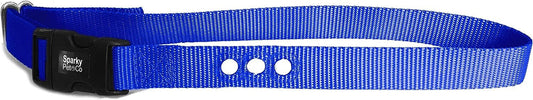 Sparky Pet Co 1” Nylon 3-Hole Consecutive Dog Fence E-Collar Receiver Strap – Universal Fit for Bark Training Systems - Blue
