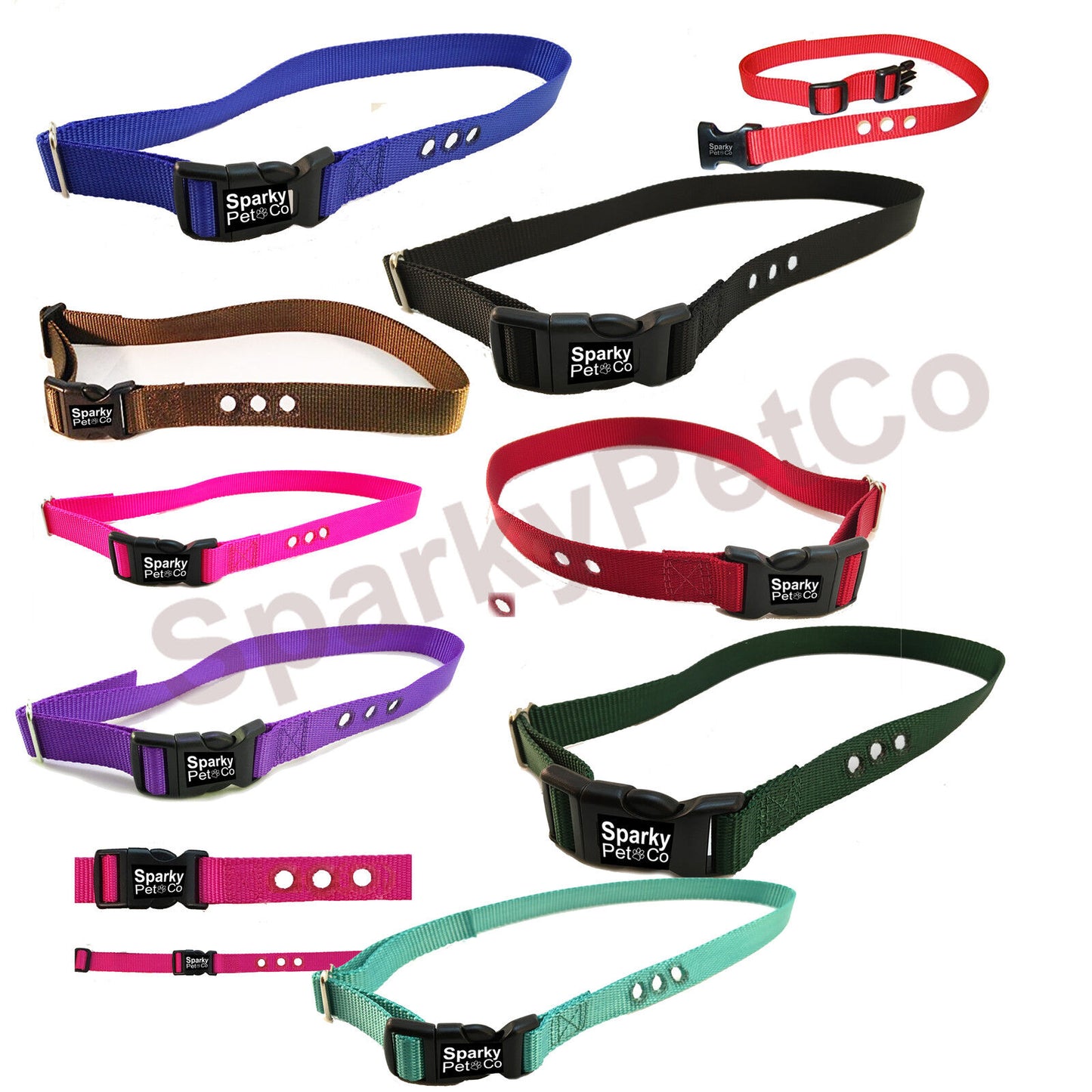 Sparky Pet Co 1” Nylon 3-Hole Consecutive Dog Fence E-Collar Receiver Strap – Universal Fit for Bark; Training Systems - Teal