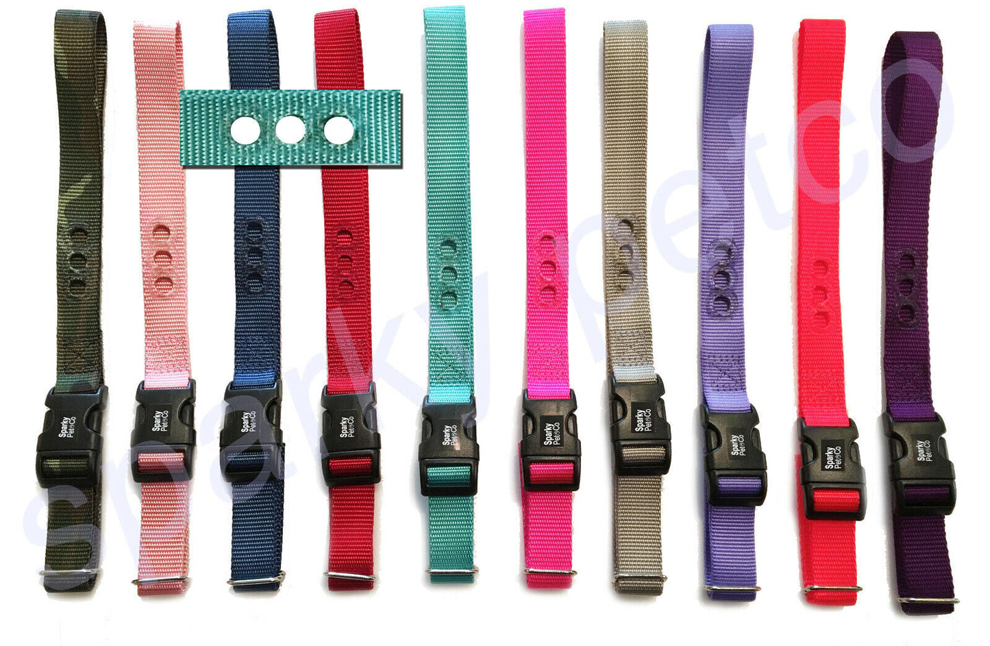 Sparky Pet Co 1” Nylon 3-Hole Consecutive Dog Fence E-Collar Receiver Strap – Universal Fit for Bark Training Systems - Navy