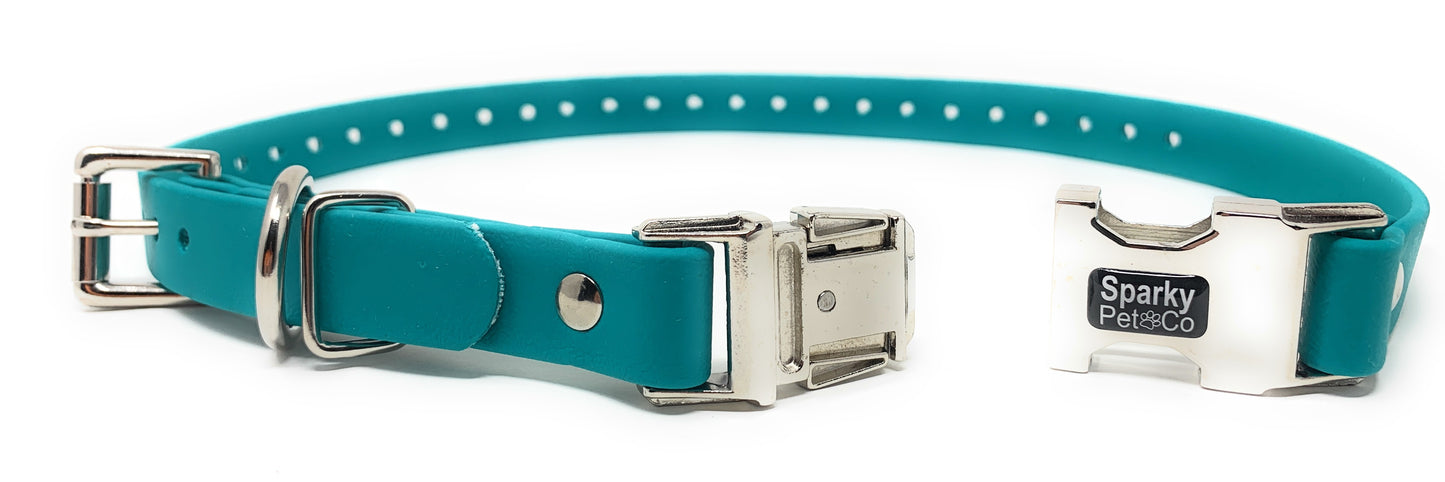 Sparky Pet Co 1" Biothane Double Buckle E Collar Receiver Replacement Strap - Teal