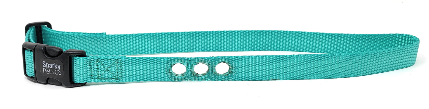 Sparky Pet Co ¾” Nylon 3-Hole Consecutive Dog Fence E-Collar Receiver Strap – Heavy Duty Replacement for Bark Collars Containment Systems - Teal