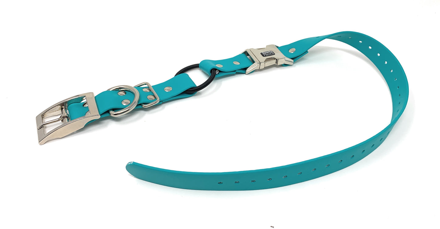 Sparky Pet Co 1" Zeus ECollar Replacement Strap Bungee Biothane Double Buckle Metal Clasp - Teal