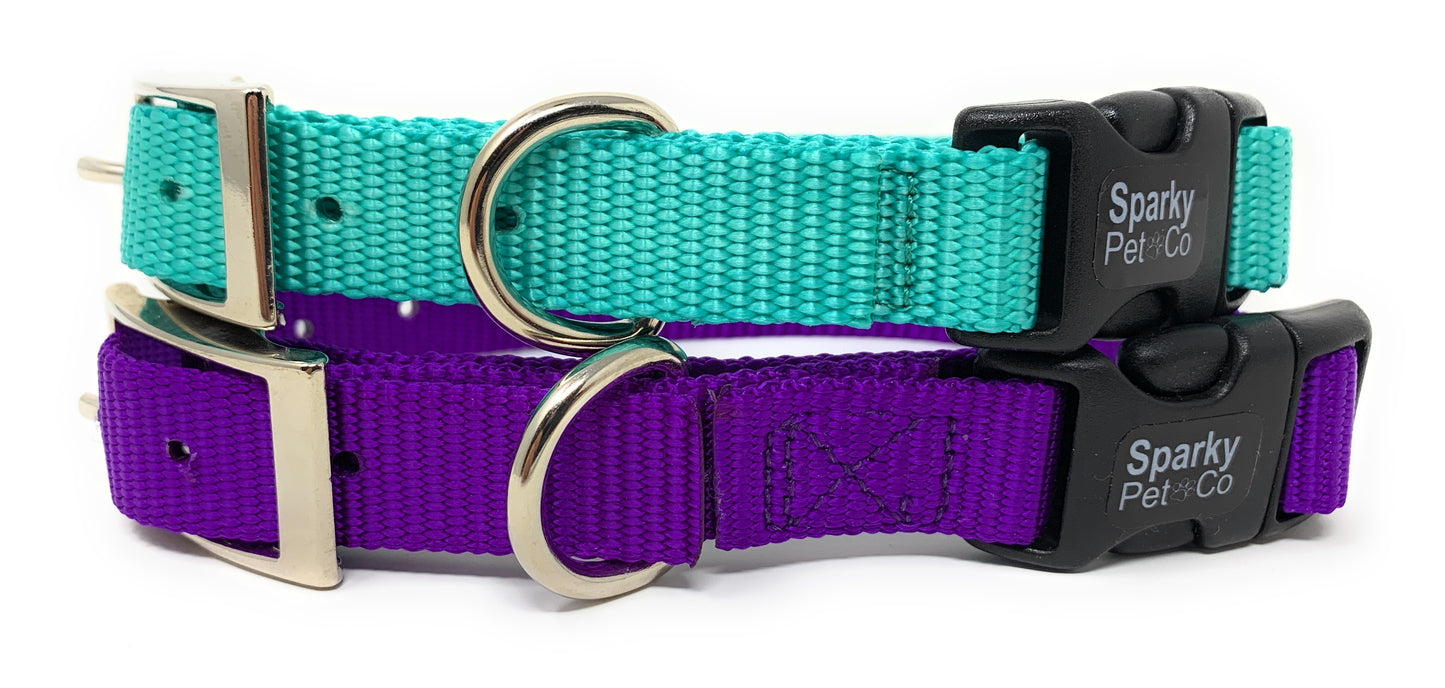 Sparky Pet Co 1" Quick Snap Nylon Double Buckle Replacement E Collar Dog Strap Teal/Purple