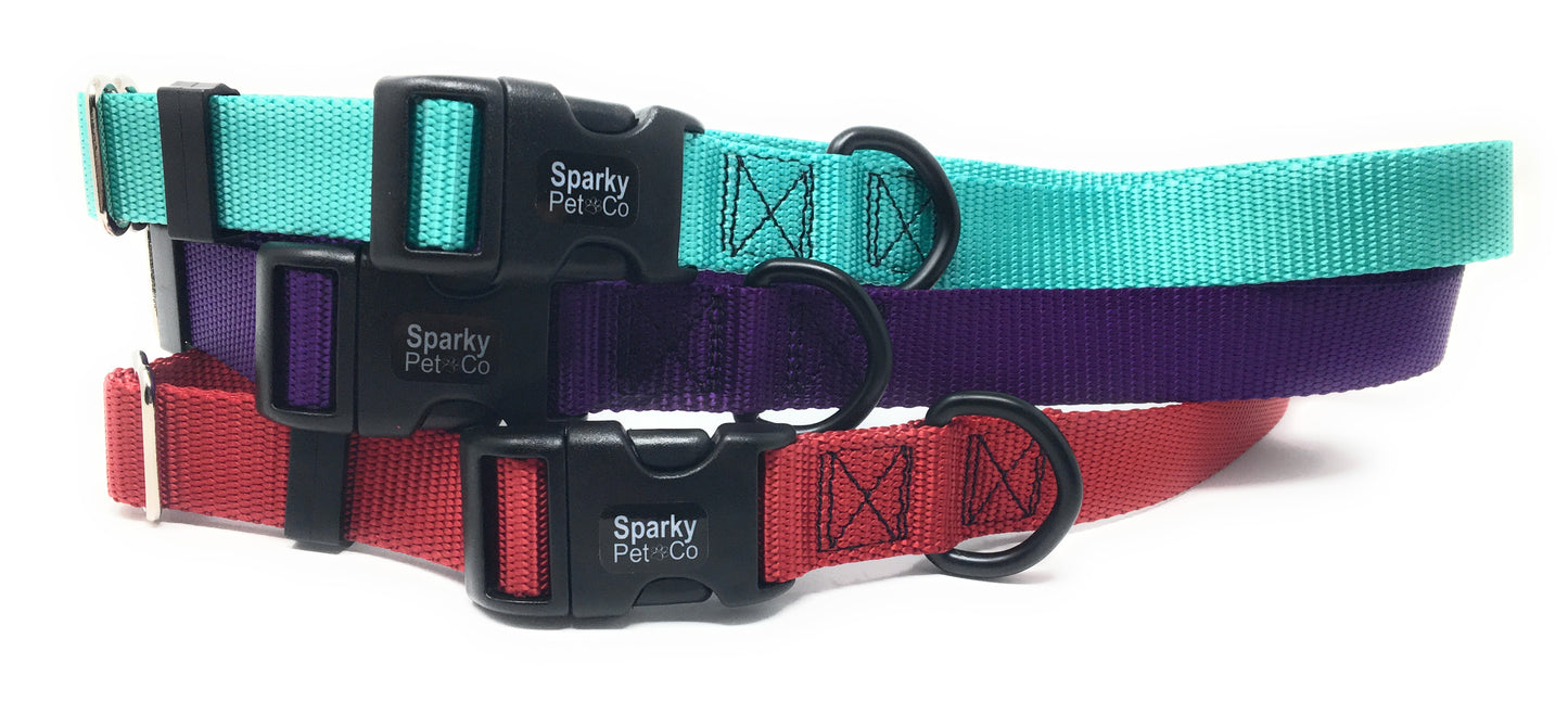 Sparky Pet Co 3/4" Universal Clip-N-Go Adjustable Nylon Dog Collars - Red