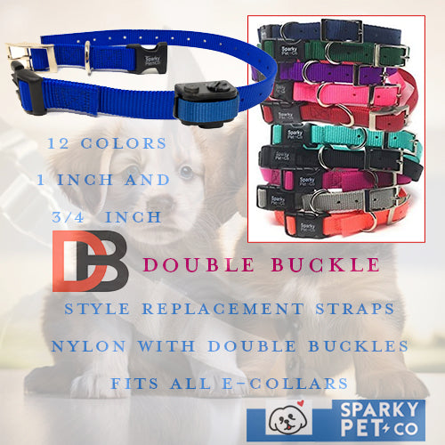 Sparky Pet Co - ECollar Replacement Strap - Double Buckle Dog Collar - Rugged Nylon - Adjustable - D Ring - Quick Release Metal Clasp - for Invisible Fence Systems - 3/4" x 21" - Purple