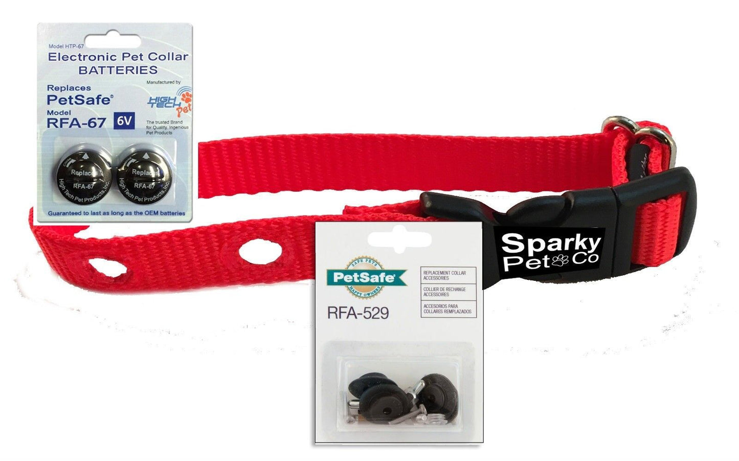 Sparky Pet Co 3/4" Replacement Dog Collar 2 Hole 1.25 + RFA 529 Kit & 67D Alternative