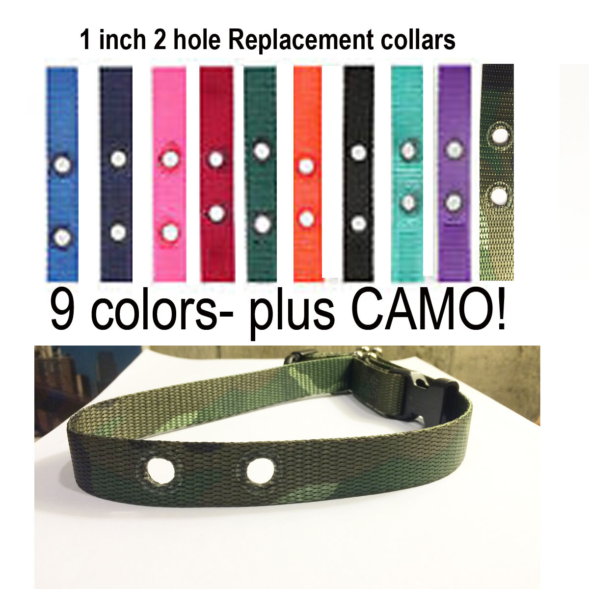 3/4 "Nylon 2 Hole 1.25 Dog Fence Replacement Collar Strap  RFA 41 Camo + Colors