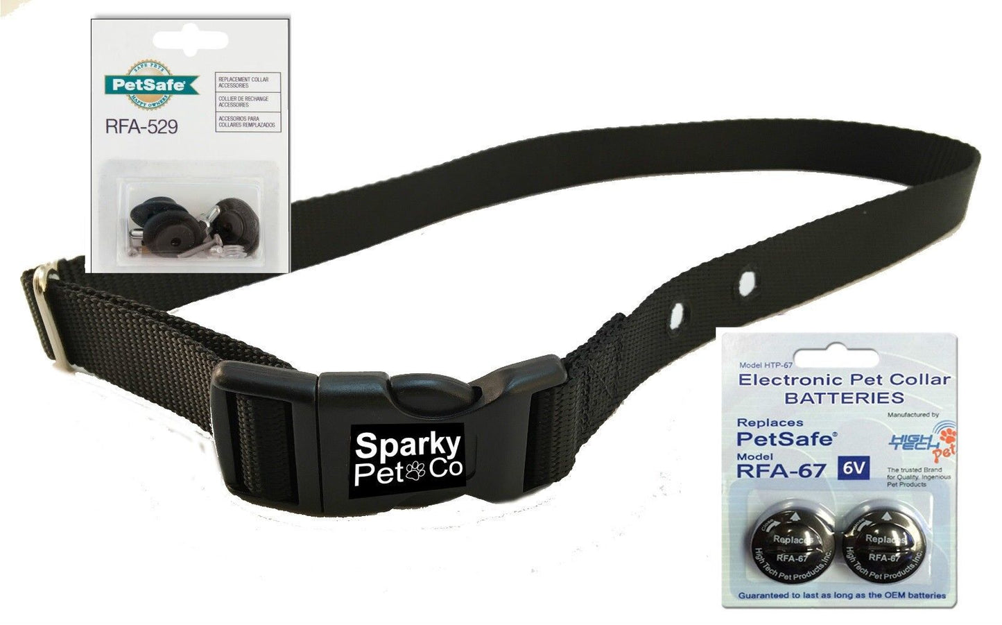 Sparky Pet Co 3/4" Replacement Dog Collar 2 Hole 1.25 + RFA 529 Kit & 67D Alternative