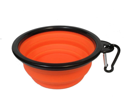 Pet Dog Cat Animal Collapsible Silicone Water Bowl 5" Diameter- Asst' Colors