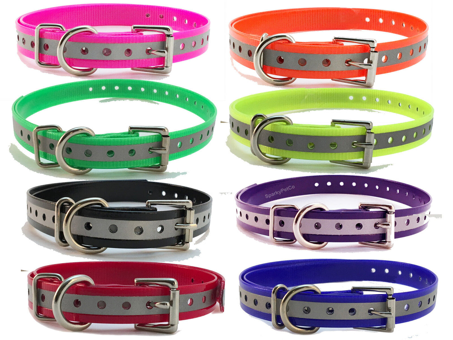 Waterproof, Reflective  3/4" Replacement Dog Straps 8 Colors USA