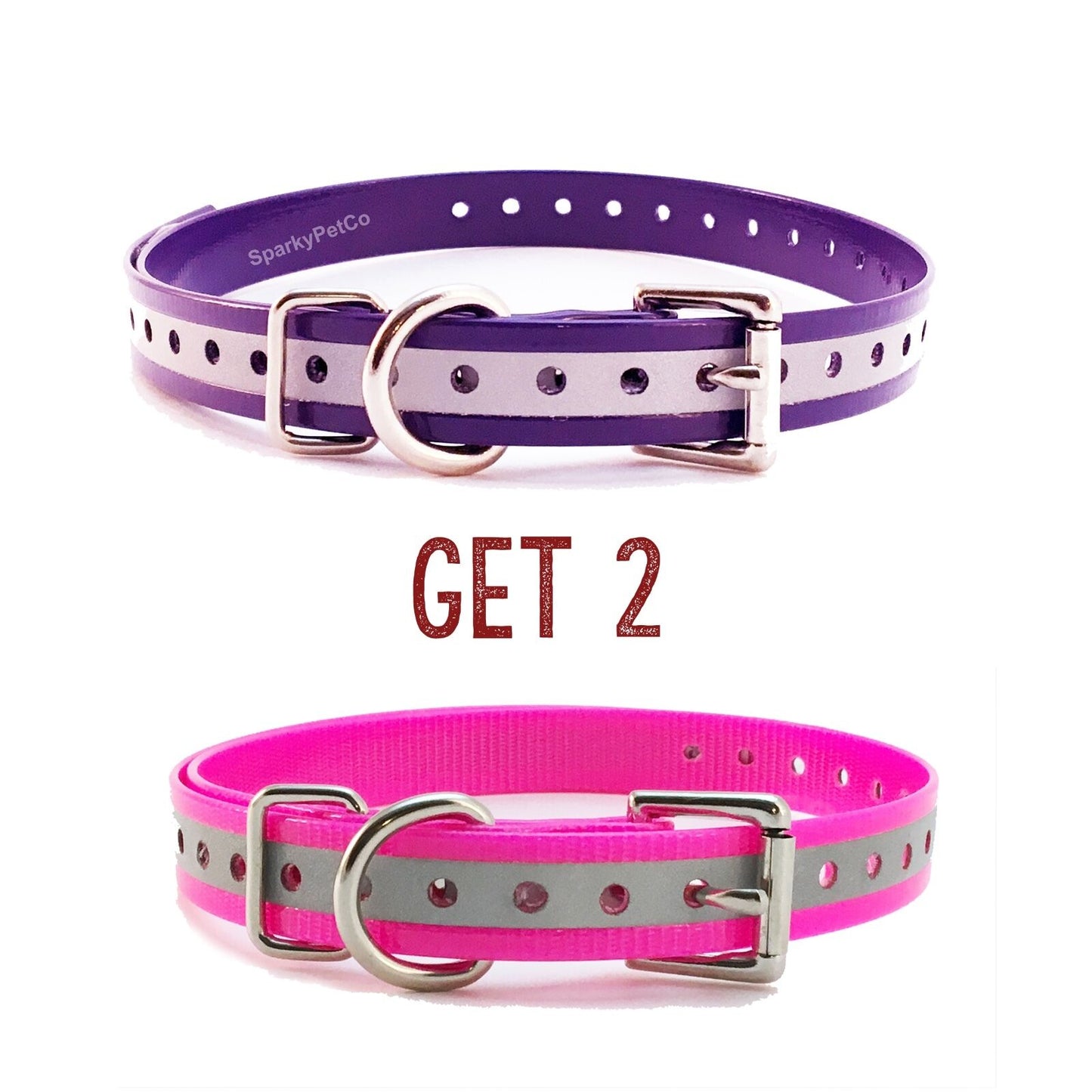 Sparky Pet Co 3/4" 1 Pink  & Purple Reflective Roller Buckle High Flex Dog Strap