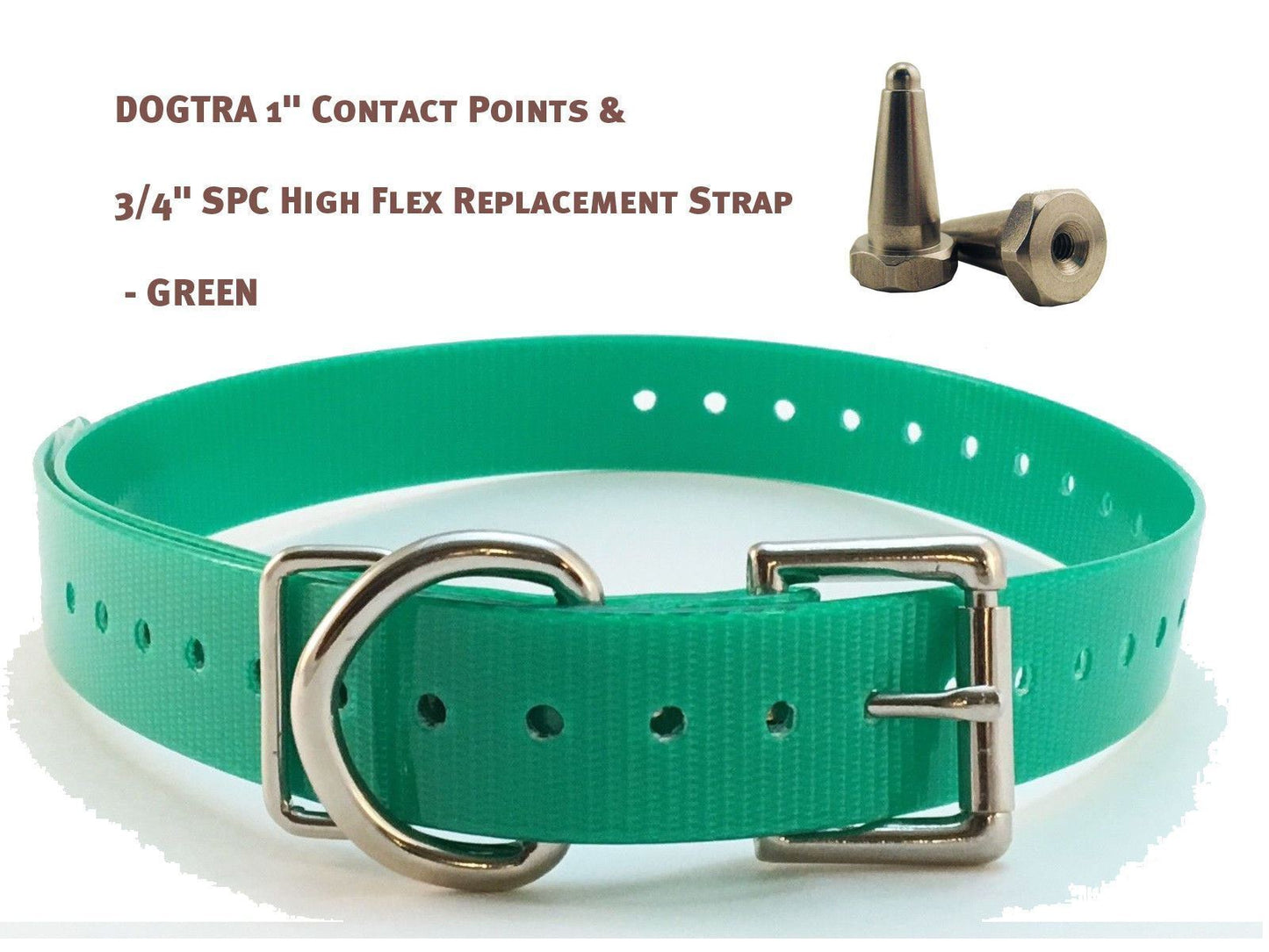 DOGTRA 1" Contact Points & 3/4" SPC High Flex Replacement Strap - Green