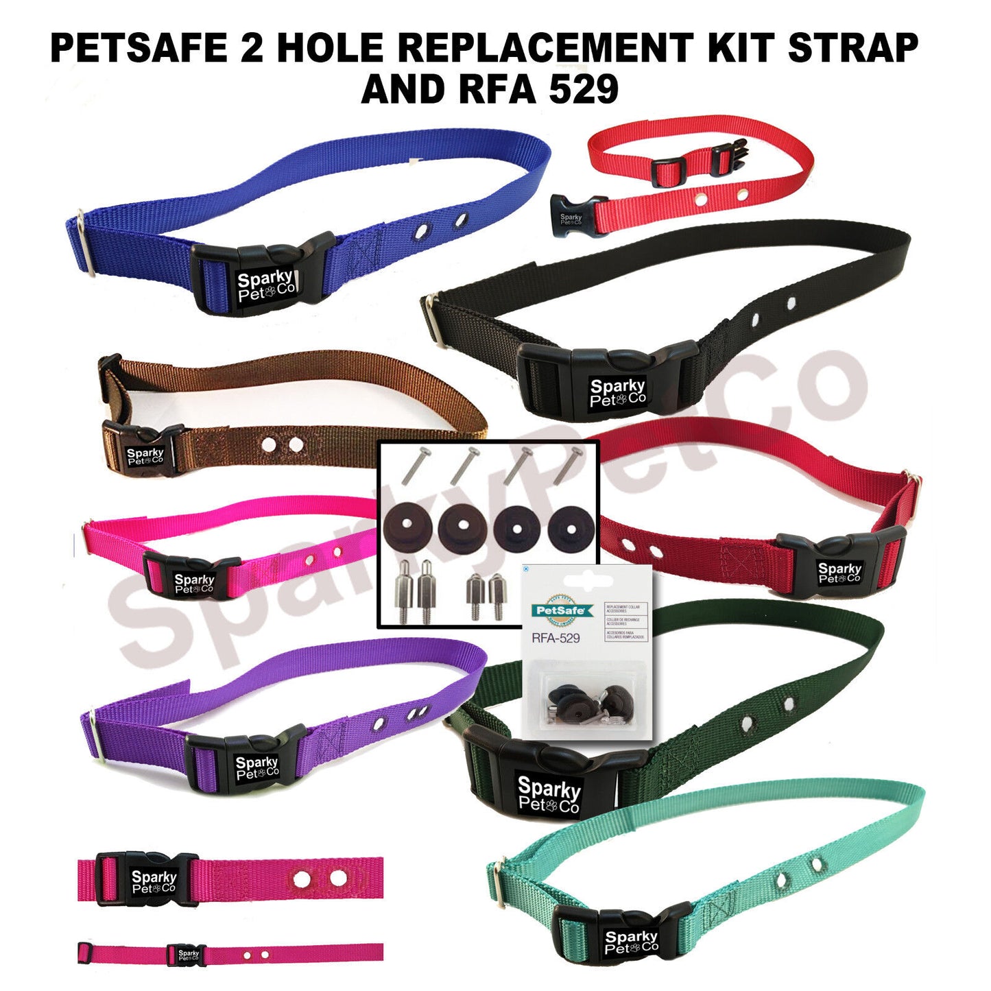 Sparky Pet Co Nylon 3/4" Universal Replacement Strap - Holes 1 5/8" & RFA 529 Kit