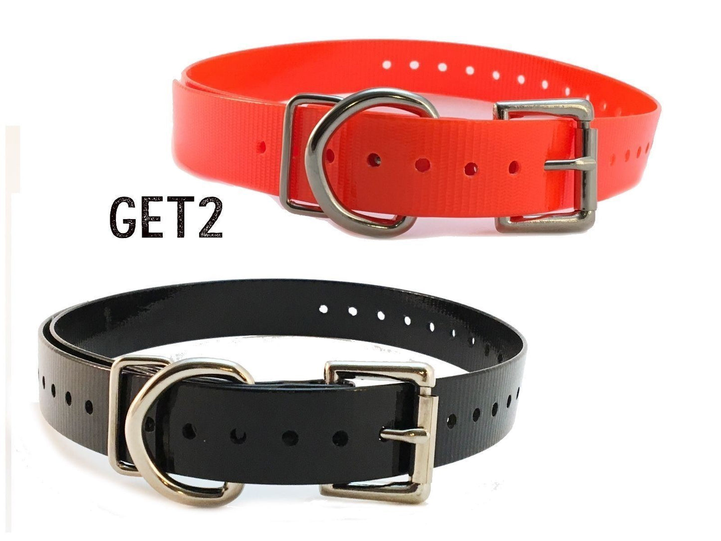 (2) Sparky Pet Co 3/4" - Black & Orange Roller Buckle High Flex Dog Strap