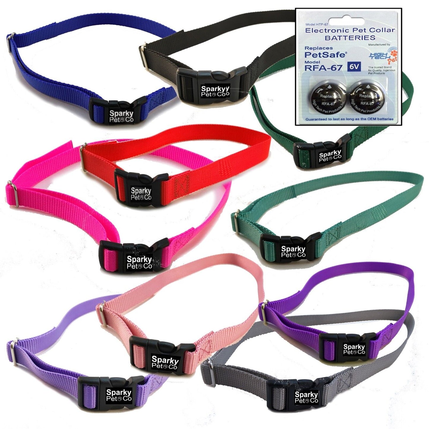 (3) 3/4" Solid Strap 2 Battery YardMax Stay+PlayFree Roam Sparky Pet Co (Bundle)