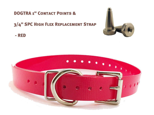 DOGTRA 1" Contact Points & 3/4" SPC High Flex Replacement Strap - Red