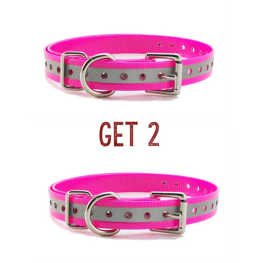 Sparky Pet Co 3/4" 2 - Pink Reflective Roller Buckle High Flex Dog Strap