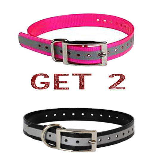 Sparky Pet Co 1" 1- Black/1- Pink Reflective Square Buckle High Flex Dog Strap