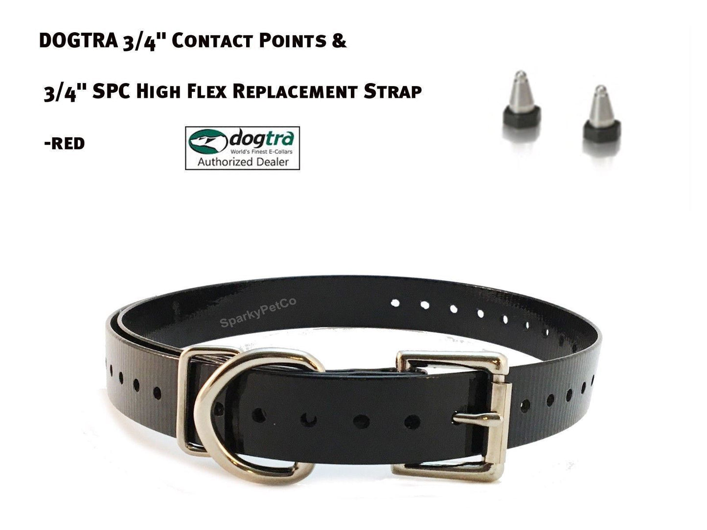 DOGTRA 3/4" Contact Points & 3/4" SPC High Flex Replacement Strap - Black