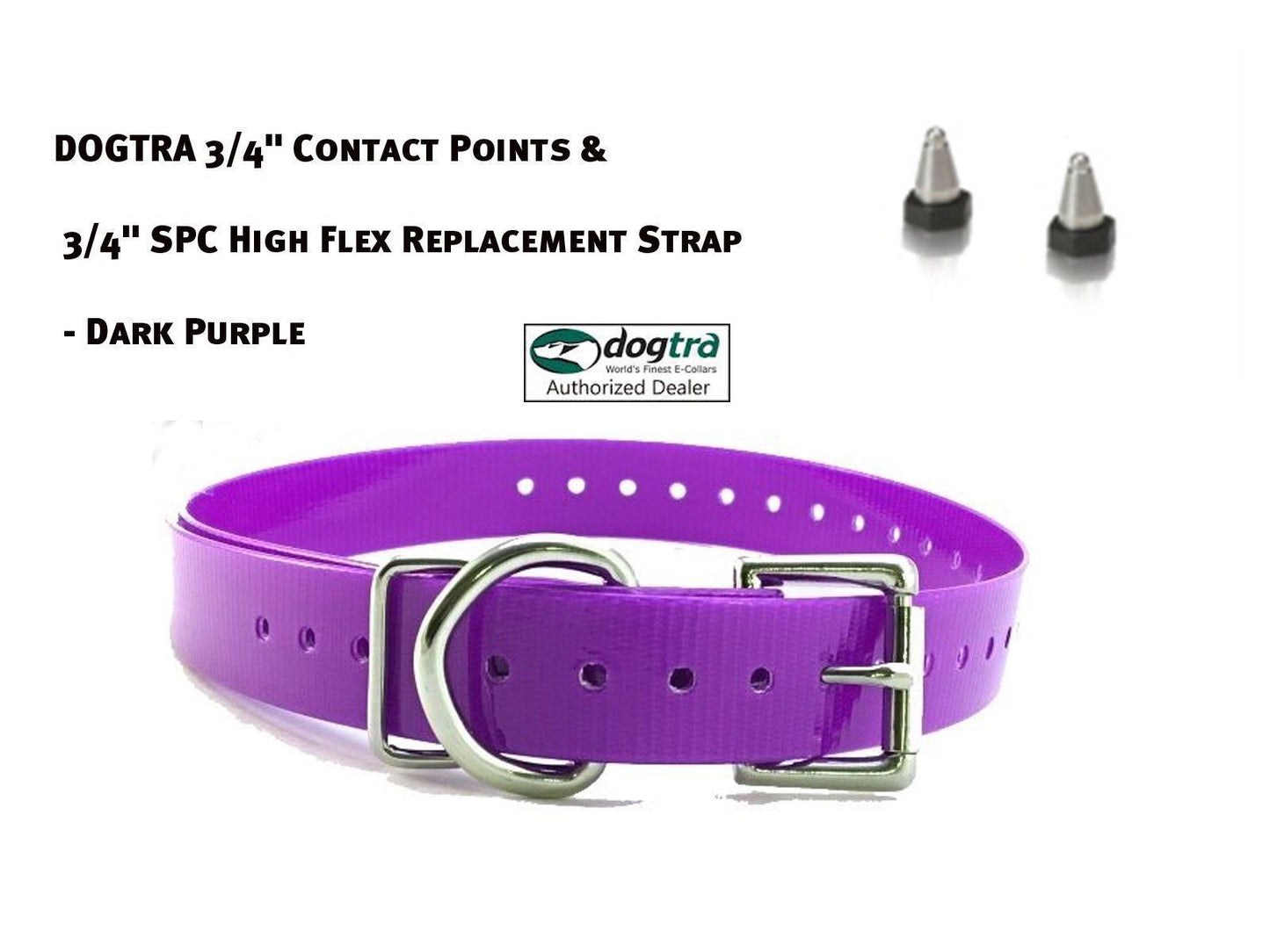 DOGTRA 3/4" Contact Points & 3/4" SPC High Flex Replacement Strap - Dark Purple