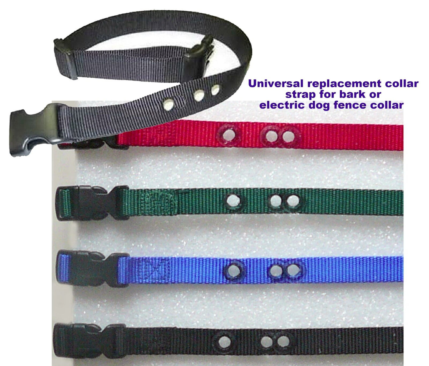 3/4" 3 hole replacement collar strap for bark or electric dog fence strap