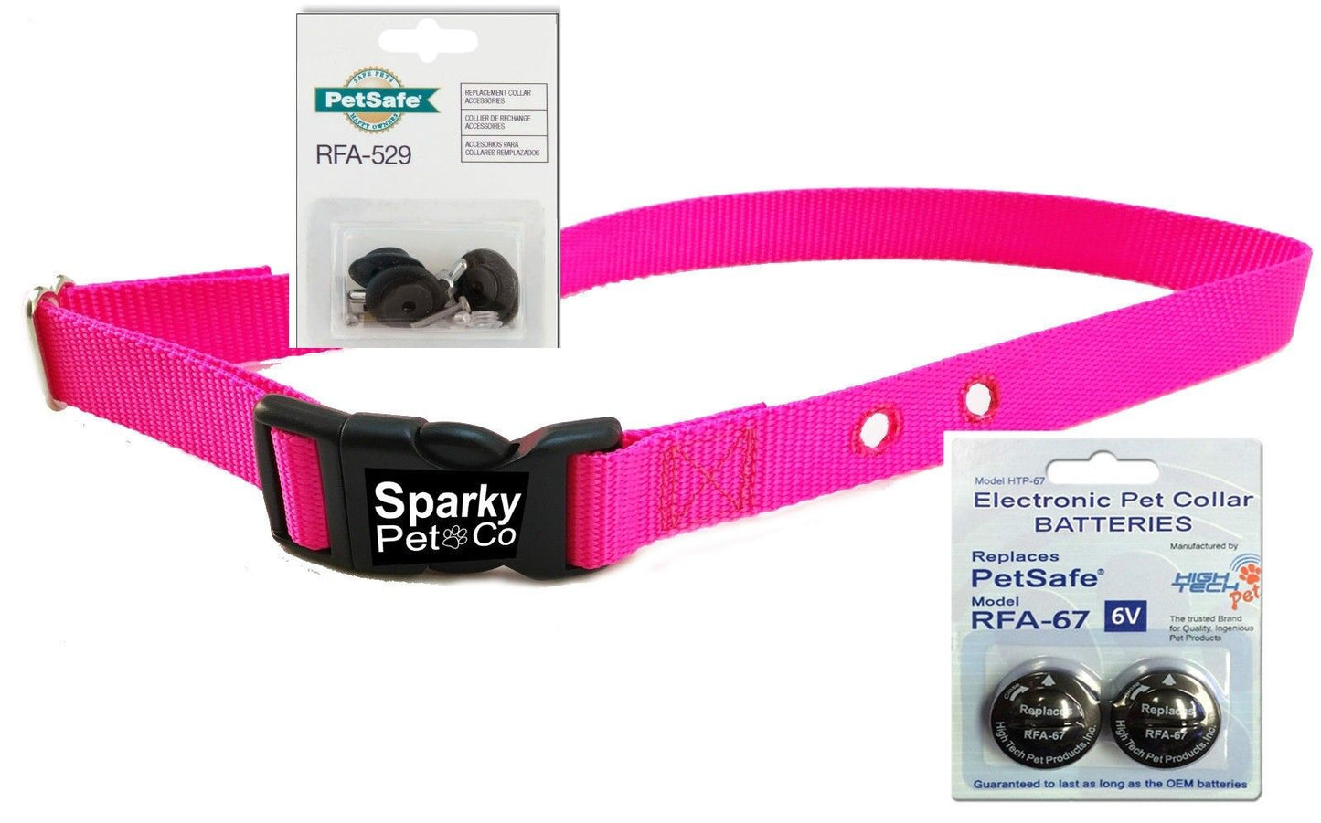 Sparky Pet Co 3/4" Replacement Dog Collar 2 Hole 1.25 + RFA 529 Kit & 67D Alternative