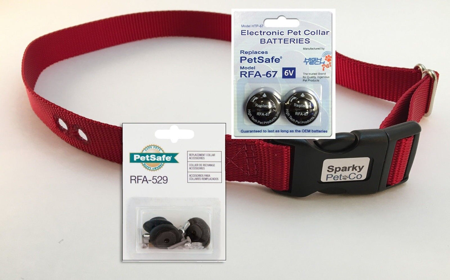 Sparky Pet Co 3/4" Replacement Dog Collar 2 Hole 1.25 + RFA 529 Kit & 67D Alternative