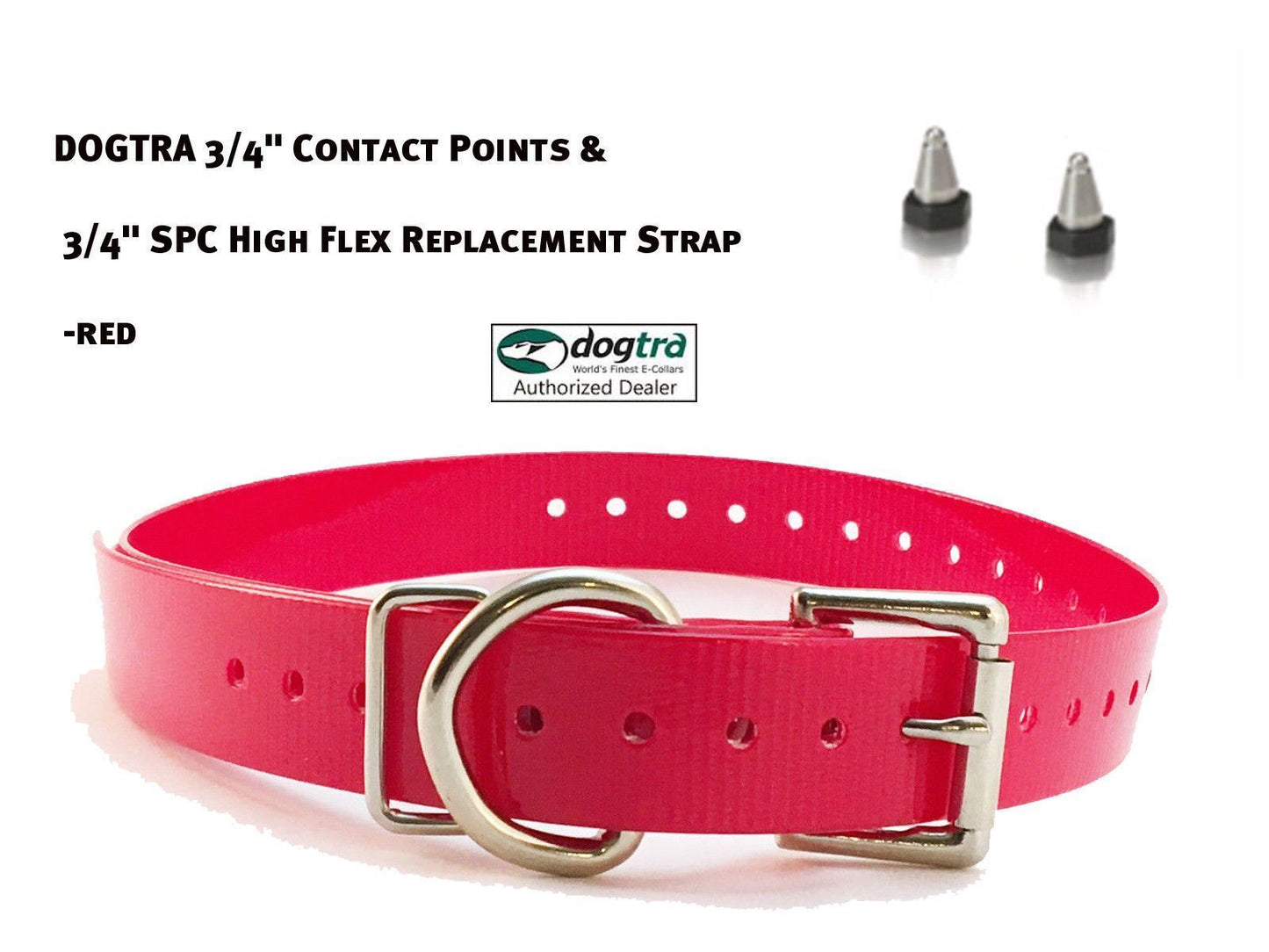 DOGTRA 3/4" Contact Points & 3/4" SPC High Flex Replacement Strap - Red