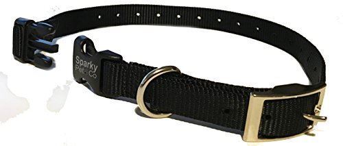 Sparky Pet Co Collar Compatible 3/4 Nylon Double Buckle Quick Snap Black