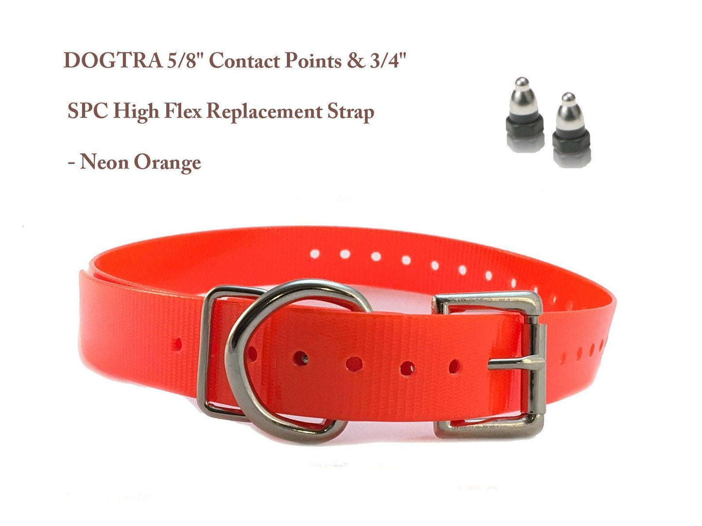 DOGTRA 5/8" Contact Points & 3/4" SPC High Flex Replacement Strap - Neon Orange