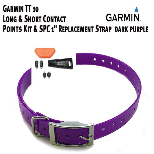 Garmin TT 10 Long & Short  Contact Points & SPC 1" Replacement Strap Dark Purple