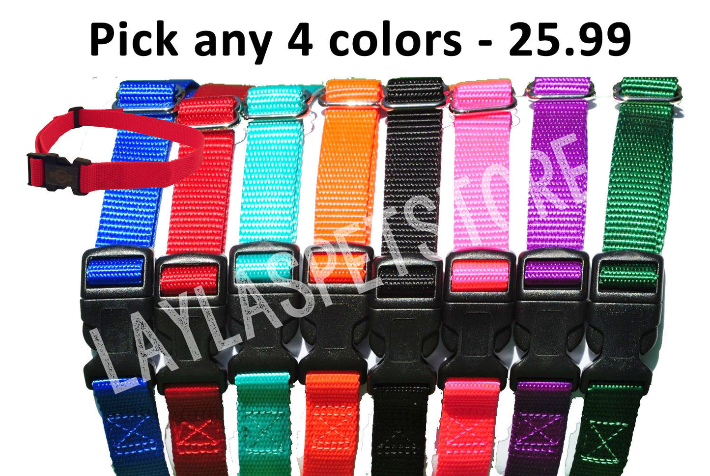 (4) Nylon 3/4 " Wide Replacement Dog Collar Strap For Stubborn Dog Stay + Play (Bundle)