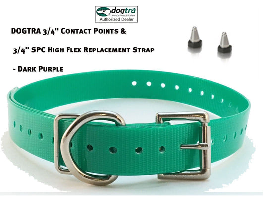 DOGTRA 3/4" Contact Points & 3/4" SPC High Flex Replacement Strap - Green