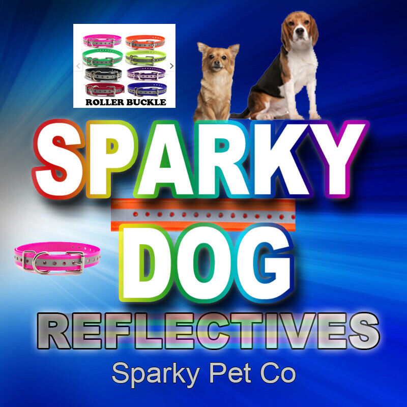 Sparky Pet Co 3/4 inch E Collar Reflective  Replacement Dog Strap- 7 Colors