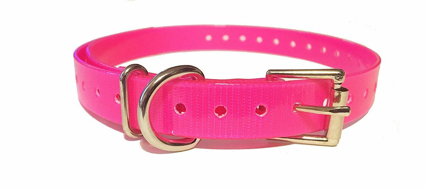 1 INCH Collar, Sq Buckle, High Flex Tri Tronics Compatible BY Sparky Pet Co - Neon Pink