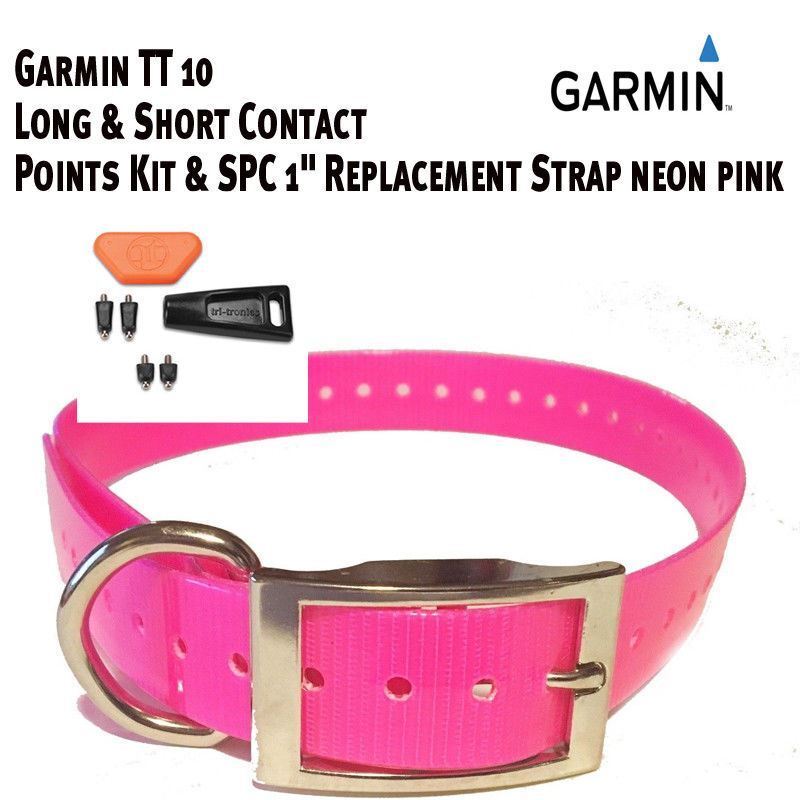 Garmin TT 10 Long & Short  Contact Points & SPC 1" Replacement Strap Neon Pink