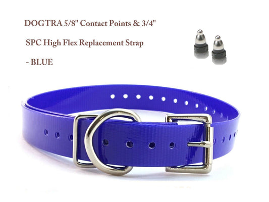 DOGTRA 5/8" Contact Points & 3/4" SPC High Flex Replacement Strap - Blue