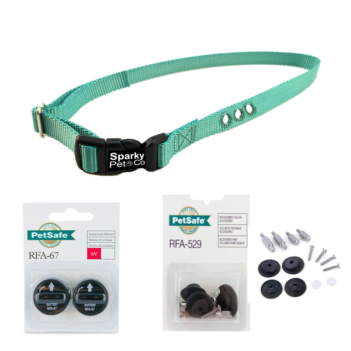 3/4 " 3 Consecutive Hole Dog Fence Replacement Strap + RFA 529 Kit With 2 High Tech Batterys