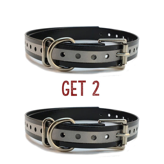 Sparky Pet Co 1" 2- Black Reflective Roller Buckle High Flex Dog Strap