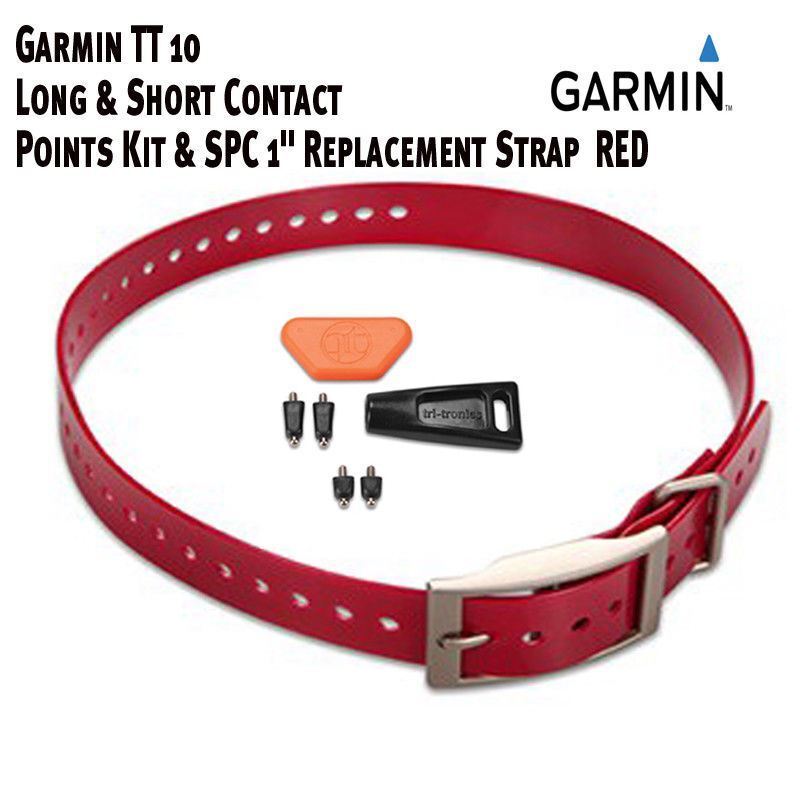 Garmin TT 10 Long & Short  Contact Points Kit & SPC 1" Replacement Strap Red