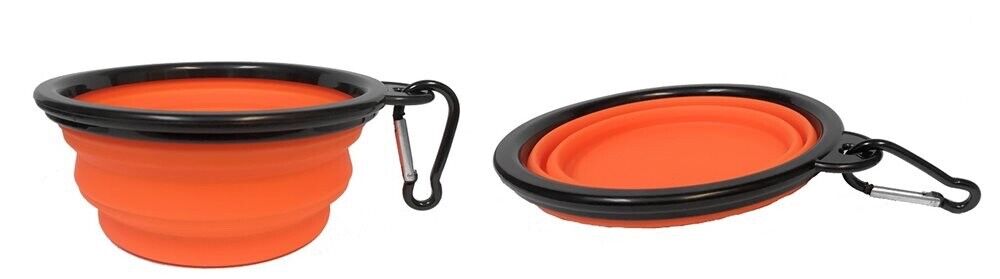 Pet Dog Cat Animal Collapsible Silicone Water Bowl 5" Diameter- Asst' Colors