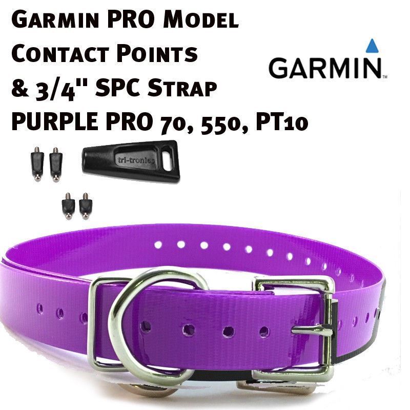 Garmin PRO Model Contact Points & 3/4" SPC Strap Purple  PRO 70, 550, PT10