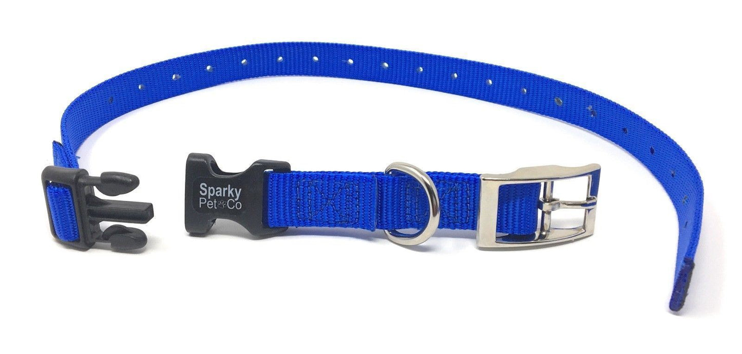 Sparky Pet Co E Collar Compatible 3/4" Nylon Double Buckle Quick Snap STRAP BLUE