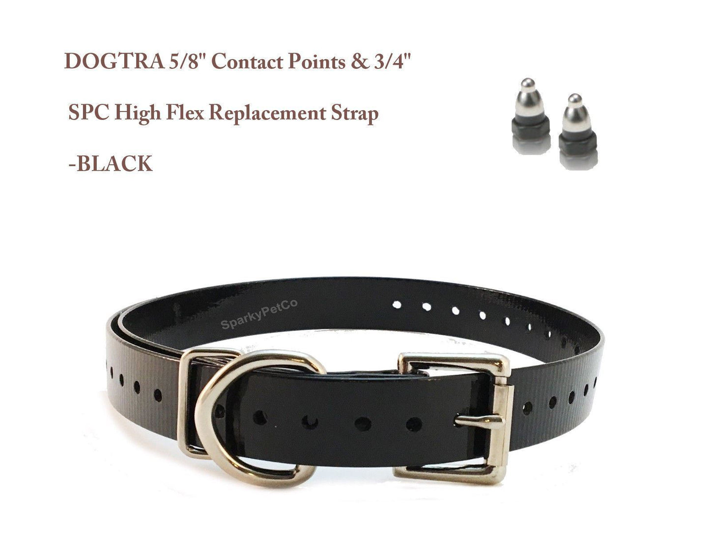 DOGTRA 5/8" Contact Points & 3/4" SPC High Flex Replacement Strap - Black