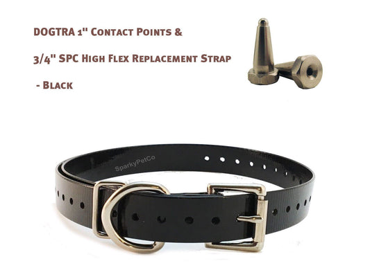 DOGTRA 1" Contact Points & 3/4" SPC High Flex Replacement Strap - Black