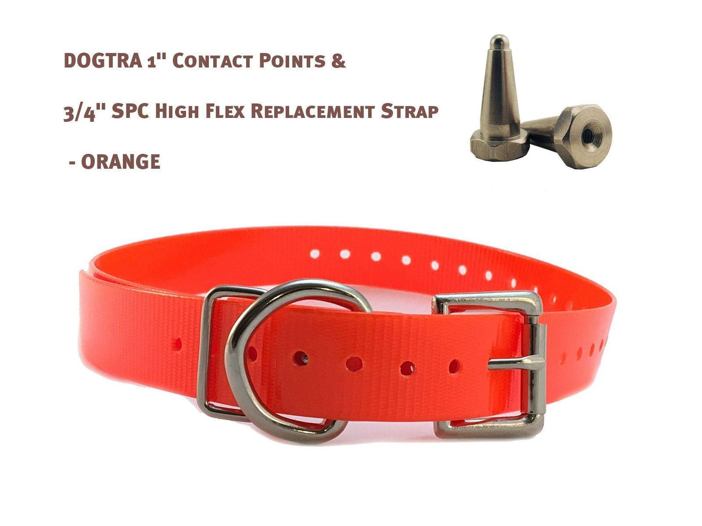 DOGTRA 1" Contact Points & 3/4" SPC High Flex Replacement Strap - Neon Orange