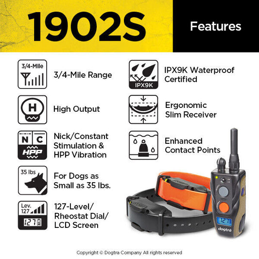 Dogtra 1902S Enhanced Dual 2 Dog Training System with Nick/Constant Stimulation