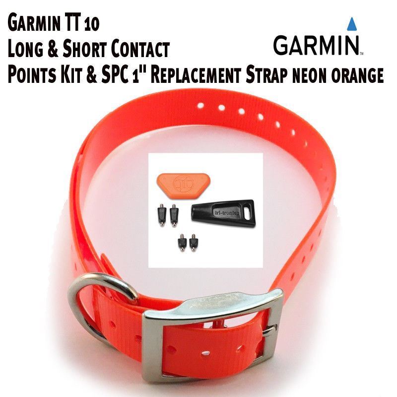 Garmin TT 10 Long & Short  Contact Points & SPC 1" Replacement Strap Neon Orange