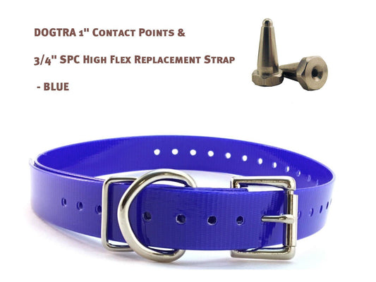 DOGTRA 1" Contact Points & 3/4" SPC High Flex Replacement Strap - Blue